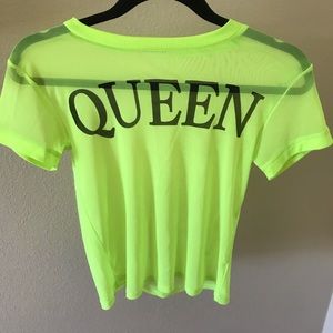 neon green mesh queen graphic T-shirt